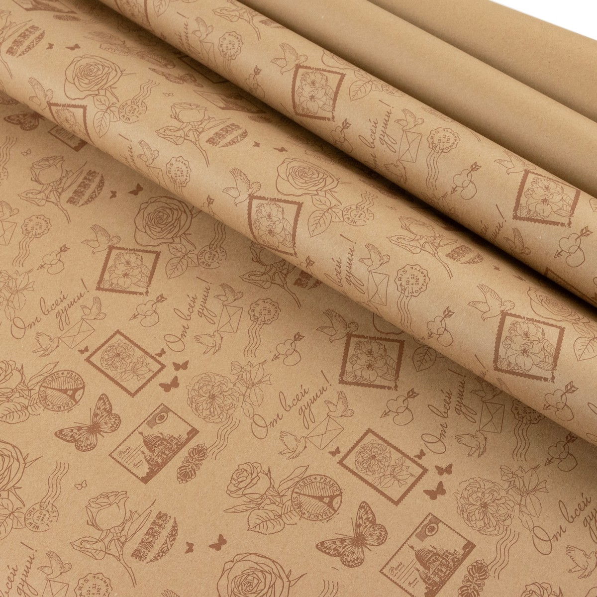Бумага упаковочная крафт Марки 60гр, 72 см 10 м, натуральный/коричневый в интернет-магазине флористических аксессуаров Азалия Декор