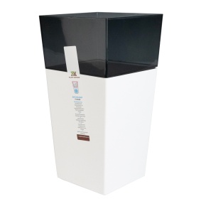 Кашпо Астра со вставкой (пластик), D13,5xH26см, 1,8л, белый/прозрачный в интернет-магазине флористических аксессуаров Азалия Декор