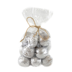 Набор грецких орехов 15шт., серебряный в интернет-магазине флористических аксессуаров Азалия Декор