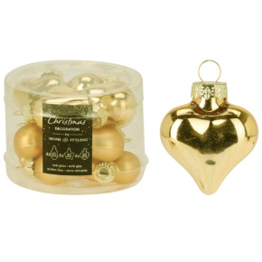 Набор подвесных украшений Сердечки в тубе (стекло) 12шт., 4см, золотой в интернет-магазине флористических аксессуаров Азалия Декор