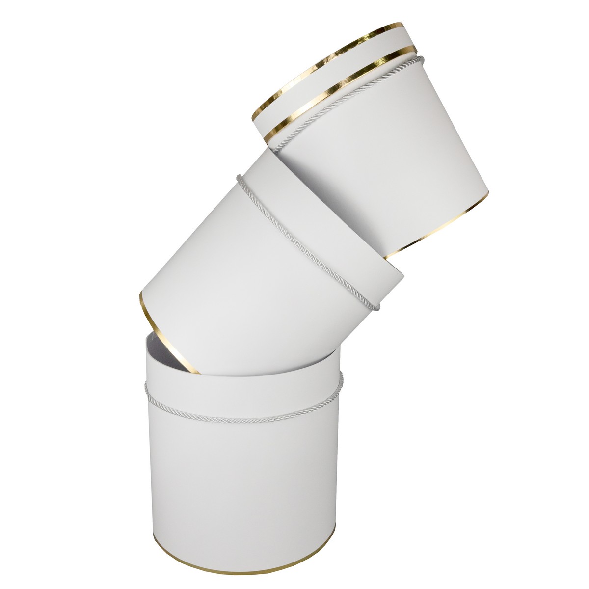 Набор коробок подарочных круглых 3шт., 23х23см, белый в интернет-магазине флористических аксессуаров Азалия Декор