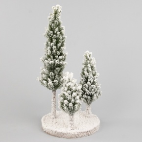 Елочки искусств. заснеж. на подставке, Н35х17х17см, зеленый/белый в интернет-магазине флористических аксессуаров Азалия Декор