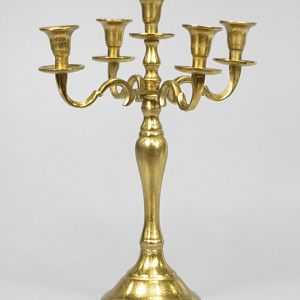 Канделябр для 5 свечей (металл), H39см, золотой в интернет-магазине флористических аксессуаров Азалия Декор