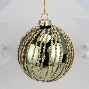 Украшение подвесное Шар (стекло), D8см, зеленый в интернет-магазине флористических аксессуаров Азалия Декор