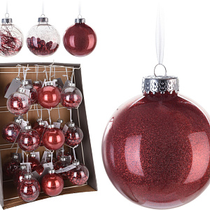 Украшение подвесное Шар (пластик), D8см,  в асс., красный в интернет-магазине флористических аксессуаров Азалия Декор