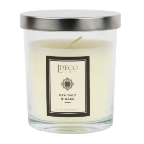 Свеча в стакане с ароматом Морской соли и шалфея (20 часов, стекло), D7xH8см, прозрачный в интернет-магазине флористических аксессуаров Азалия Декор