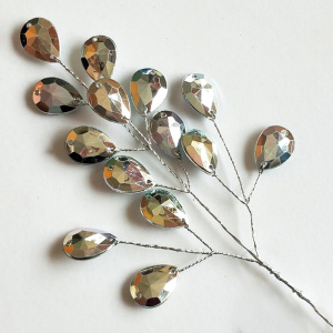 Вставка с кристаллами, Н16см, серебряный в интернет-магазине флористических аксессуаров Азалия Декор