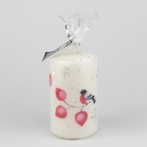 Свеча-столбик Радость зимнего утра (30 часов), D6xH10см, белый в интернет-магазине флористических аксессуаров Азалия Декор