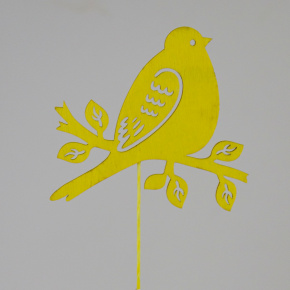 Вставка Птичка (в уп. 12 шт.), 8хH30см, желтый в интернет-магазине флористических аксессуаров Азалия Декор