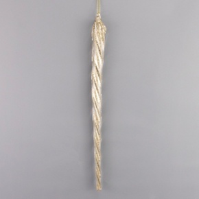 Украшение подвесное Сосулька с глиттером (стекло), 28см, золотой в интернет-магазине флористических аксессуаров Азалия Декор