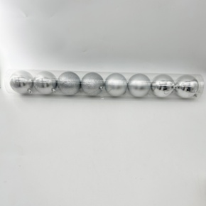 Набор шаров в тубе 8шт. (пластик), D8см, белый в интернет-магазине флористических аксессуаров Азалия Декор