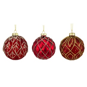 Украшение подвесное Шар (стекло), D8см, в асс., красный в интернет-магазине флористических аксессуаров Азалия Декор