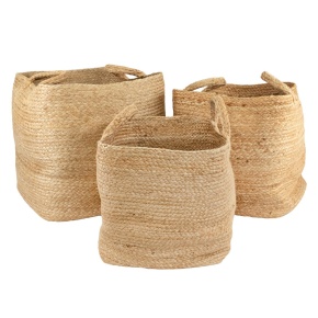 Набор корзин плетеных 3шт. (джут), 37х37xH37см, натуральный в интернет-магазине флористических аксессуаров Азалия Декор