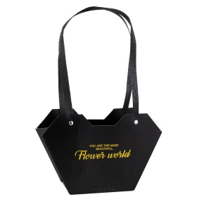 Пакет для цветов водостойкий Сердце (крафт), 23,4х9х15,5см (в уп. 10шт.), черный в интернет-магазине флористических аксессуаров Азалия Декор