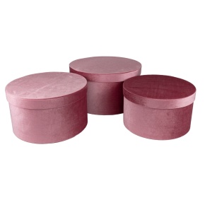 Набор коробок подарочных круглых  3шт, D29,7xH16 см, розовый в интернет-магазине флористических аксессуаров Азалия Декор