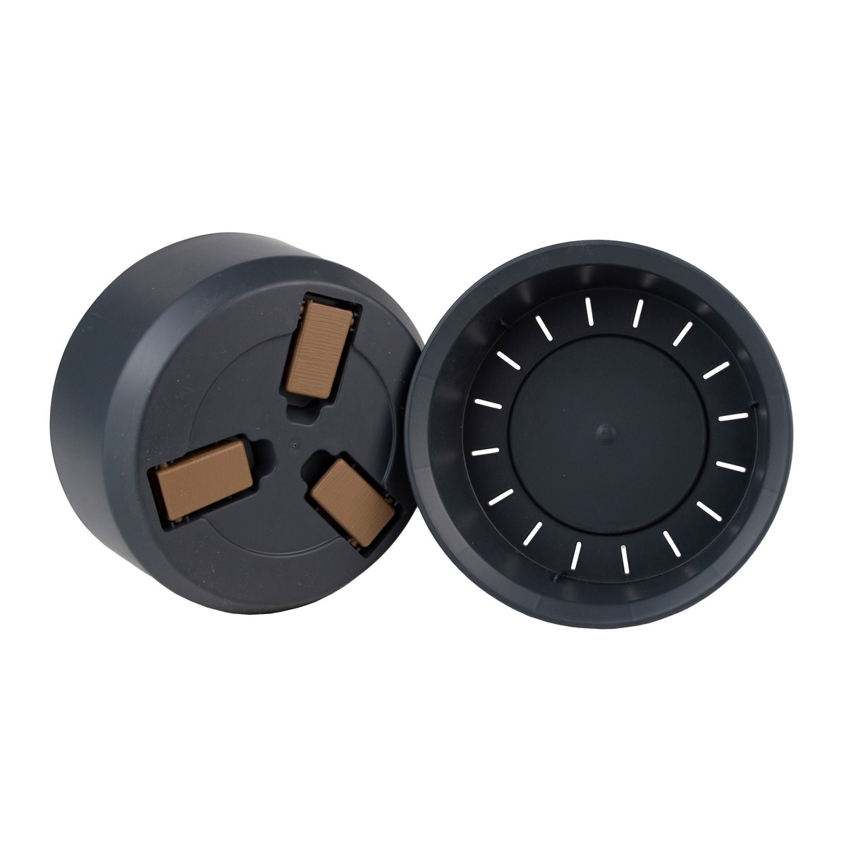 Кашпо со вставкой Грация Прайм (пластик), D15xH9см, 0,7л, антрацитовый в интернет-магазине флористических аксессуаров Азалия Декор