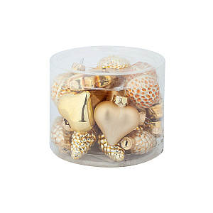 Набор украшений 20шт. в тубе (стекло), 4см, в асс., зол. в интернет-магазине флористических аксессуаров Азалия Декор