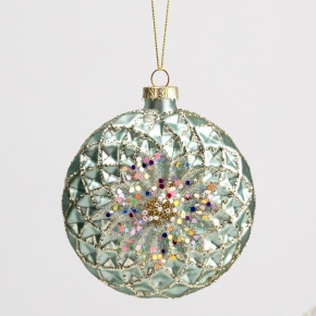 Украшение подвесное (стекло), Н11х10см, голубой в интернет-магазине флористических аксессуаров Азалия Декор