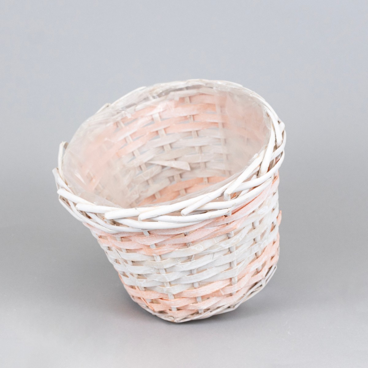 Набор кашпо плетеных 3шт. (ива), D25xH19см, белый/персиковый в интернет-магазине флористических аксессуаров Азалия Декор