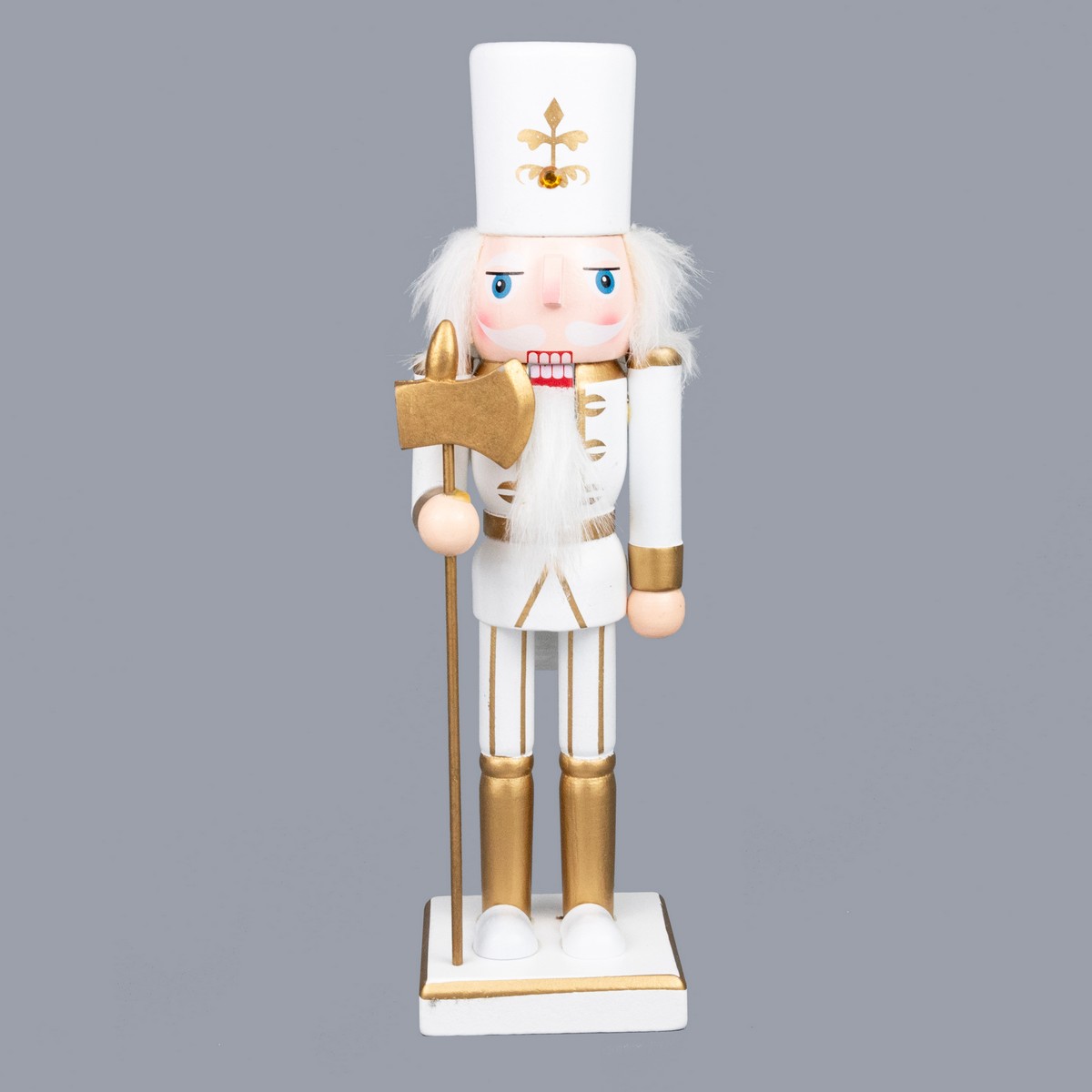 Сувенир Щелкунчик (дерево), 25х9х6см, в асс., белый/золотой в интернет-магазине флористических аксессуаров Азалия Декор