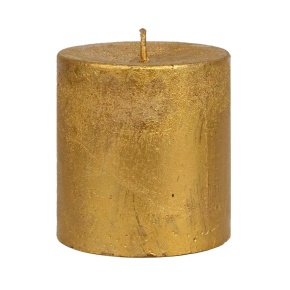Свеча-столбик Металлик (38 часов), H7,5xD7см, золотой в интернет-магазине флористических аксессуаров Азалия Декор