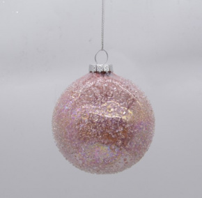 Украшение подвесное Шар (стекло), D8см, розовый в интернет-магазине флористических аксессуаров Азалия Декор