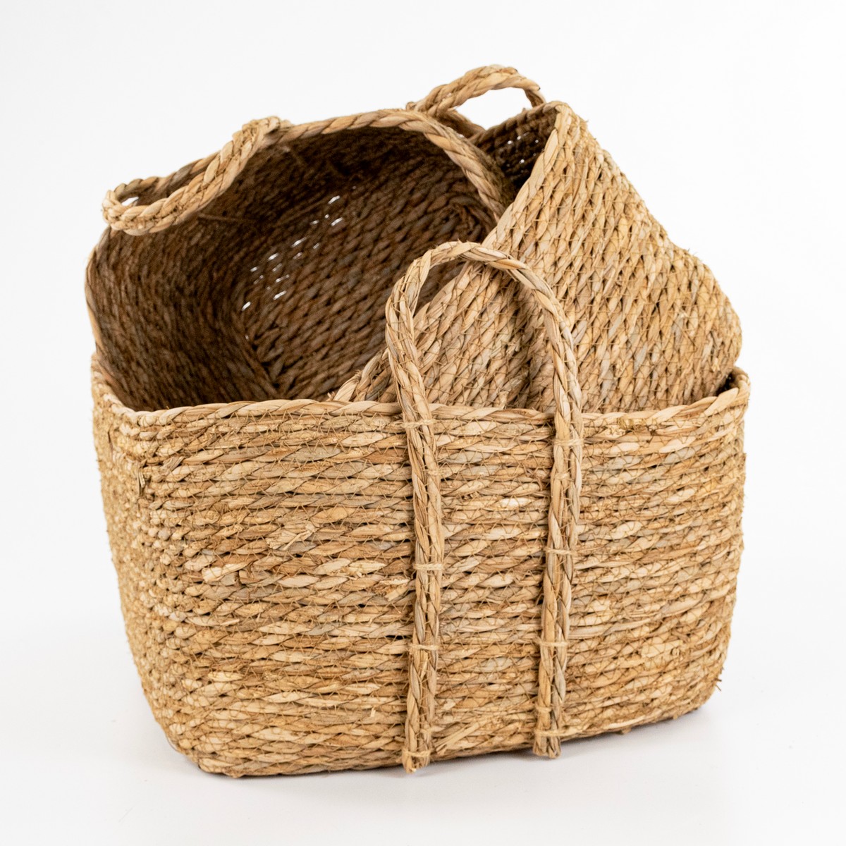 Набор корзин плетеных 3шт. (растительный материал), 37х37xH22см, натуральный в интернет-магазине флористических аксессуаров Азалия Декор