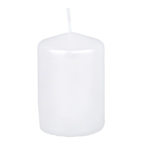 Свеча-столбик Металлик, H7,5xD5см, белый в интернет-магазине флористических аксессуаров Азалия Декор