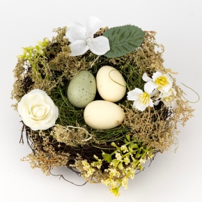 Гнездо с яйцами, D15xH8см, зеленый в интернет-магазине флористических аксессуаров Азалия Декор
