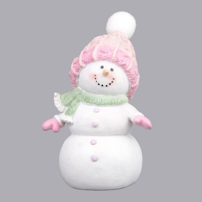 Сувенир Снеговик (полирезин), Н14х9,5х7,5см, розовый в интернет-магазине флористических аксессуаров Азалия Декор
