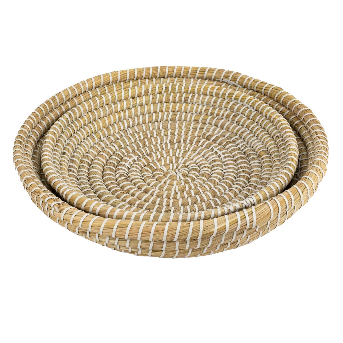 Набор подносов плетеных 2шт. (растительный материал), D40xH10см, натуральный в интернет-магазине флористических аксессуаров Азалия Декор