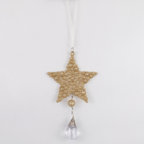 Украшение подвесное Звезда (пластик), 17,5x9,5см, шампань в интернет-магазине флористических аксессуаров Азалия Декор