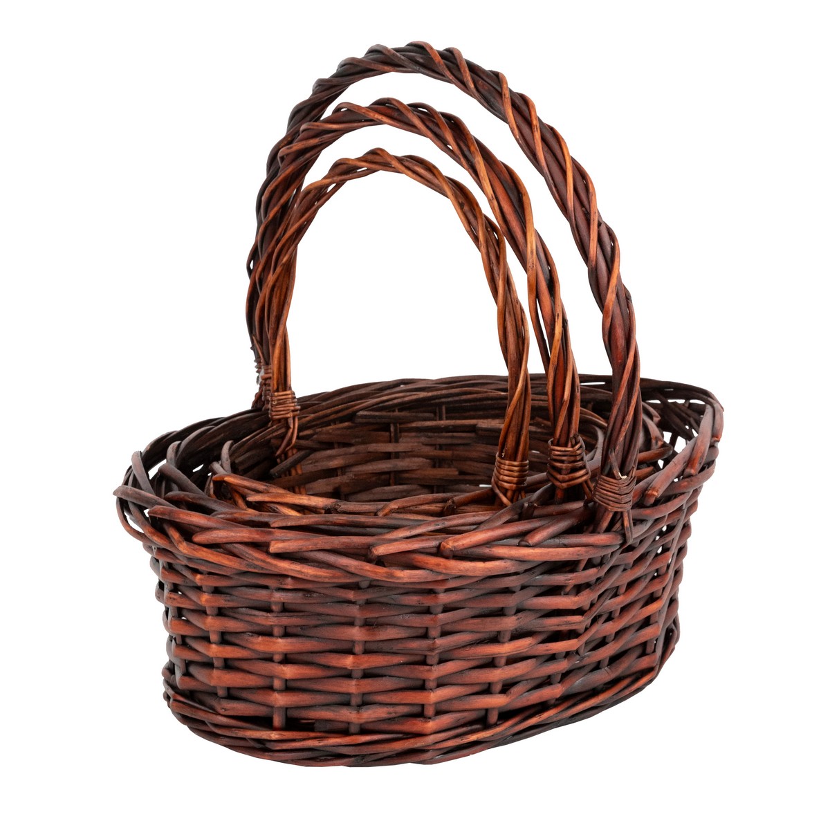 Набор корзин плетеных 3шт. (ива): D31х24хH11/30см/ D22x15xH9/22см, коричневый в интернет-магазине флористических аксессуаров Азалия Декор