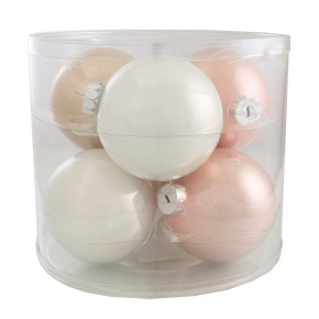 Набор шаров 6шт. в тубе (стекло), D10см, микс бел./роз. в интернет-магазине флористических аксессуаров Азалия Декор