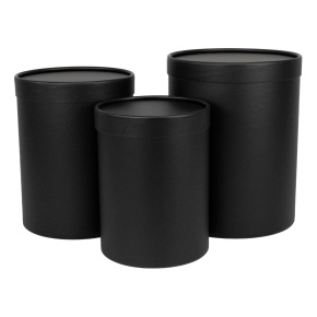 Набор коробок подарочных круглых 3шт., D20,5*H25,5см, черный в интернет-магазине флористических аксессуаров Азалия Декор