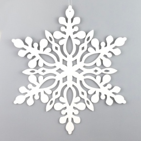 Украшение подвесное Снежинка с глиттером (дерево), 25х25см, бел., асс. в интернет-магазине флористических аксессуаров Азалия Декор