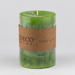 Свеча-столбик с ароматом Зеленый чай (55 часов), H10xD7см, зеленый в интернет-магазине флористических аксессуаров Азалия Декор
