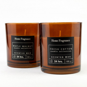 Свеча в стакане ароматическая (стекло), Н9хD8см, в асс., коричневый в интернет-магазине флористических аксессуаров Азалия Декор