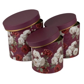 Набор коробок подарочных круглых 3шт, D19,5xH19см, красный/белый в интернет-магазине флористических аксессуаров Азалия Декор