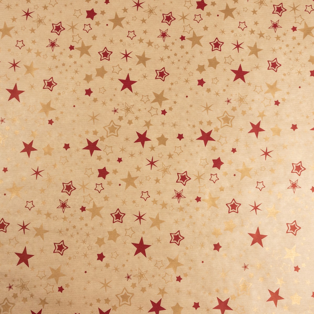 Бумага упаковочная крафт Звезды 40гр, 72 см 10 м, натуральный/красный в интернет-магазине флористических аксессуаров Азалия Декор