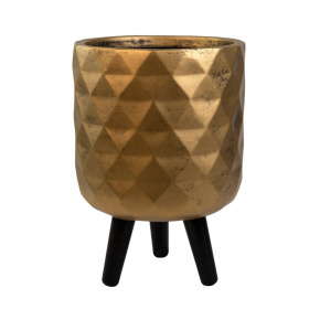 Кашпо на подставке Ромб (файбергласс), D24xH35см, золотой в интернет-магазине флористических аксессуаров Азалия Декор