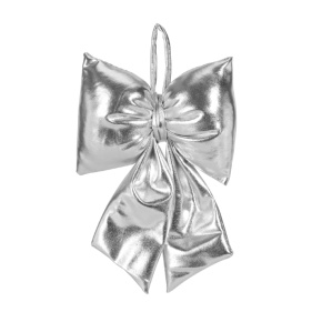 Украшение подвесное Бант (текстиль), 20х13х10см, серебряный в интернет-магазине флористических аксессуаров Азалия Декор