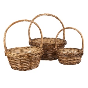 Набор корзин плетеных 3шт. (ива), D32xH36см, коричневый в интернет-магазине флористических аксессуаров Азалия Декор