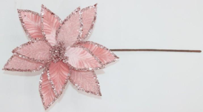 Пуансетия с глиттером на прищепке, D29см, розовый в интернет-магазине флористических аксессуаров Азалия Декор