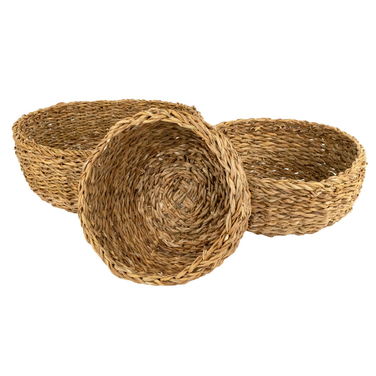 Набор кашпо плетеных 3шт. (растительный материал),  D36xH17см, натуральный в интернет-магазине флористических аксессуаров Азалия Декор