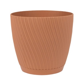 Цв. горшок с поддоном Мика (пластик), D15xH14см, 1,75л, коричневый в интернет-магазине флористических аксессуаров Азалия Декор