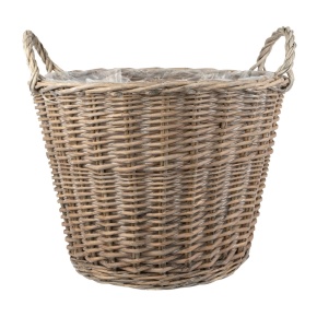 Кашпо плетеное с ручками (ива), D38xH29см, серый в интернет-магазине флористических аксессуаров Азалия Декор