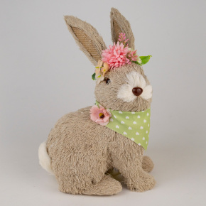 Сувенир Заяц (пенопласт, трава), H20х15х10см, серый/зеленый в интернет-магазине флористических аксессуаров Азалия Декор