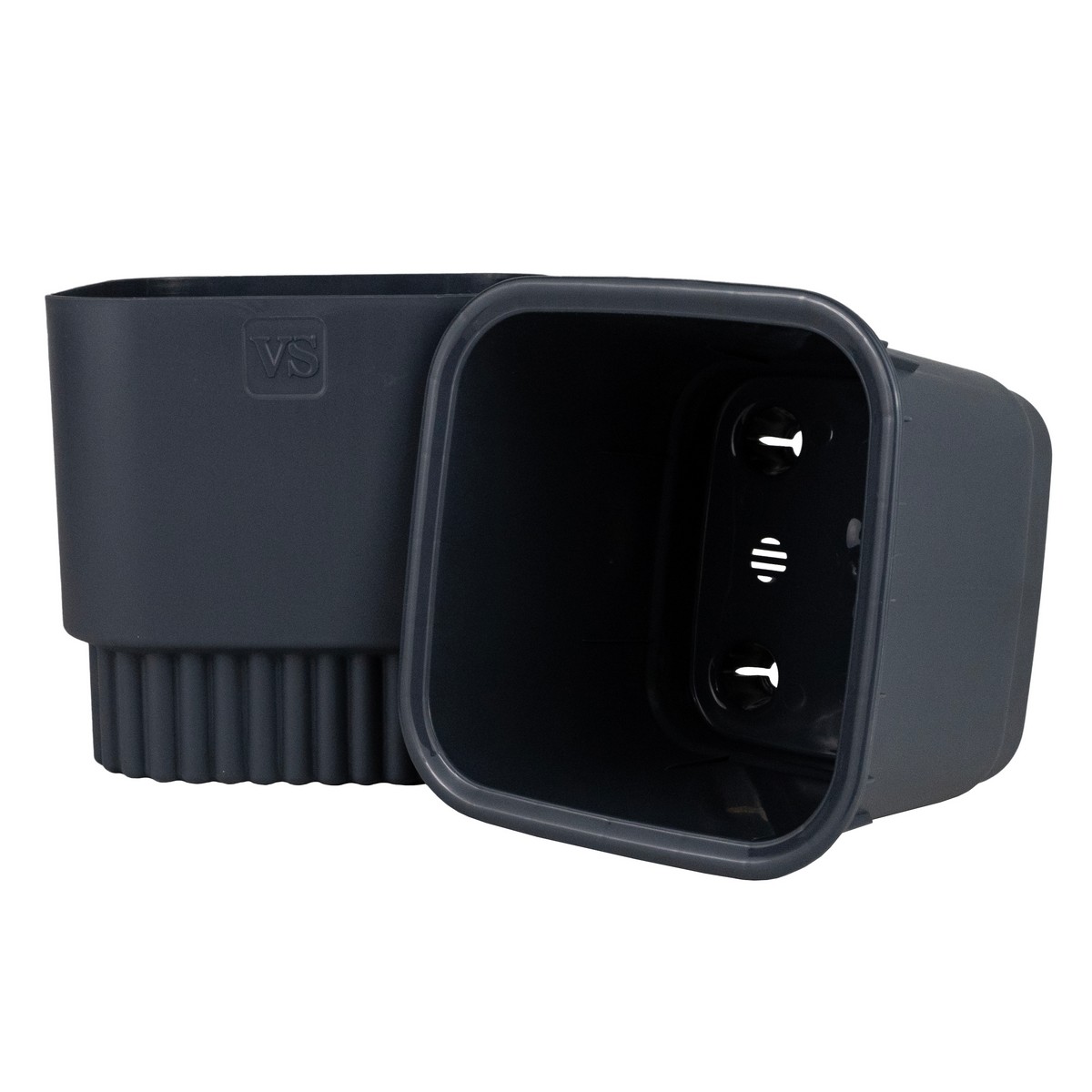 Кашпо со вставкой Бостон (пластик), 19x19xH18,5см, 5,5л, антрацит в интернет-магазине флористических аксессуаров Азалия Декор