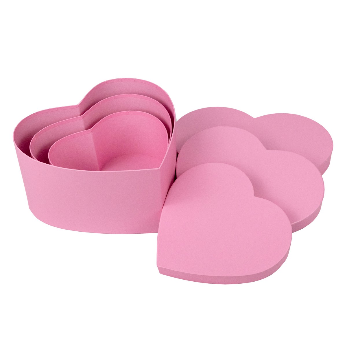 Набор коробок Сердце 3шт. (картон), 28,3x25,8xH13,5см, розовый в интернет-магазине флористических аксессуаров Азалия Декор
